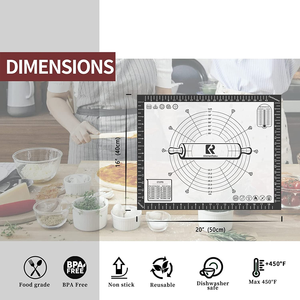 Keuken Anti-aanbak Siliconen Bakmat, Precieze Maatgeleider Deegrolmat 40x50cm, Deegkneedmat - Product Image 4