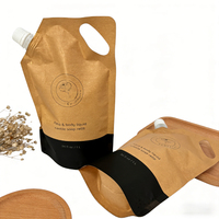 Sachet Verseur Personnalisé Écologique en Papier Kraft Recyclable, Biodégradable, pour Liquides Rechargeables, 500ml et 1L