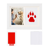 Cadre pour empreintes de pattes d'animaux de compagnie à faire soi-même avec tampon d'encre, cadre photo souvenir pour pattes de chien et de chat, cadre de présentation commémorative pour animaux de compagnie