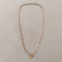 Collar de Cadena de Eslabones Tipo Clip Impermeable y Antideslustre de Acero Inoxidable con Cierre OT de 18K para Mujer
