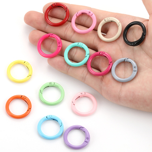 Porte-clés circulaire en alliage peint à la bombe, <span class=keywords><strong>14</strong></span> couleurs mélangées, 20/25/30/35/41mm, accessoires de bijoux à bricoler soi-même, anneau d'ouverture de printemps V161 - Product Image 3