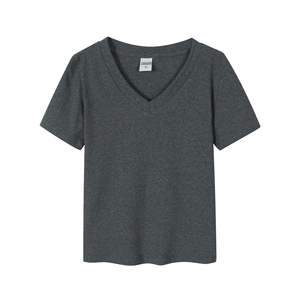 T-shirt décontracté pour femme à col en V, manches courtes, coupe ample, en mélange de coton et élasthanne respirant, taille XL – Votre choix - Product Image 1