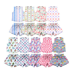 Précommande : Ensemble d'été pour bébés filles – T-shirt sans manches à motifs colorés et short élastique papillon – Tenue de sport et <span class=keywords><strong>cadeau</strong></span> - Product Image 1