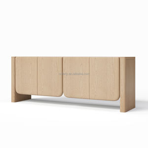 خزانة جانبية خشبية فاخرة جديدة 4 أبواب فاخرة حديثة من خشب البلوط المصمت خزانة جانبية من الخشب الصلب - Product Image 2