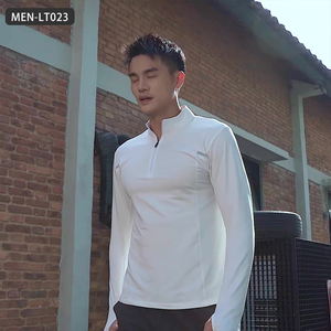 Polo de Deportes de ocio al aire libre de secado rápido para Hombre | Top de fitness de moda con media cremallera y manga larga con cuello levantado - Product Image 3