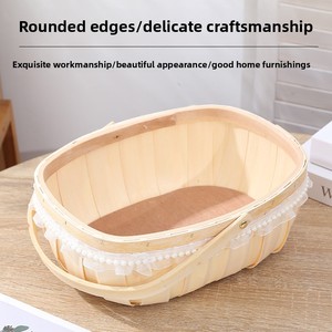 Handwoven Wooden Modern Minimalist Flower Fruit & Vegetable <b>Storage</b> <b>Basket</b> Hand-Held & Hand-Braided Design - Product Image 2