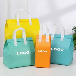 Custom Logo Reusable Thermal Carrier Cooler Tote Bag Aluminum Foil Non Woven Fabric Bag for Food Cake Fresh Produce Delivery - Product Image 6