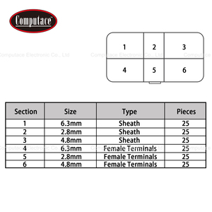 SOCARO Kit de 150 Terminales de Crimpado Hembra y Fundas Aislantes de 2.8/4.8/6.3mm, Terminales de Horquilla de Latón (Sin Conectores Macho) - Product Image 3