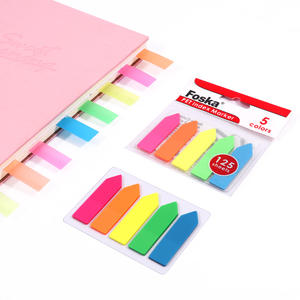 Easy to Write <strong>on</strong> and Organize Information 5 Different Fluorescent Neon Colors Page Markers Colored Sticky Tabs with PET Material - Product Image 1