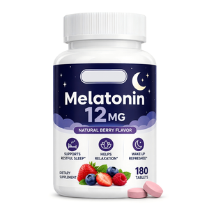 <span class=keywords><strong>Compresse</strong></span> a Scioglimento Rapido di Melatonina 12mg OEM, Gusto Naturale di Frutti di Bosco, Integratore per il Benessere Notturno degli Adulti, 180 <span class=keywords><strong>Compresse</strong></span> - Product Image 1