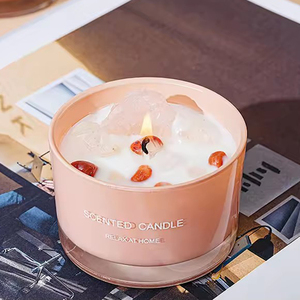 Lujo aromaterapia bougie piedras preciosas curación cristal perfumado cera de soja velas/velas con cristales dentro de <span class=keywords><strong>Candela</strong></span> Kerze Lilin - Product Image 2