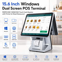 Sistema POS de Pantalla Táctil Dual de 15.6 Pulgadas con Diseño Personalizado, Juego Completo con Impresora de Recibos para Caja Registradora