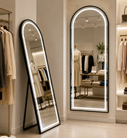 Miroir LED moderne sur mesure avec cadre en aluminium, miroir sur pied à pleine longueur avec commande tactile intelligente pour magasin de vêtements