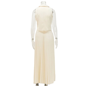 Gonna a pieghe a vita alta senza maniche con scollo a V per il pendolarismo quotidiano Casual in un elegante Set da donna estivo di alta qualità - Product Image 4