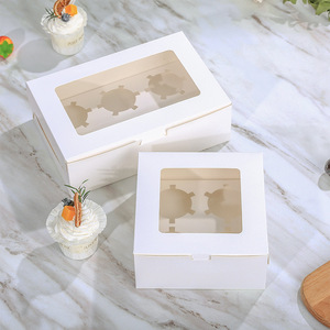 Scatole per Cupcake Pronte per la Spedizione, Confezioni per Snack <span class=keywords><strong>da</strong></span> Forno, Scatole per 4 o 6 Torte con Logo Stampabile, Vendita all'Ingrosso - Product Image 1