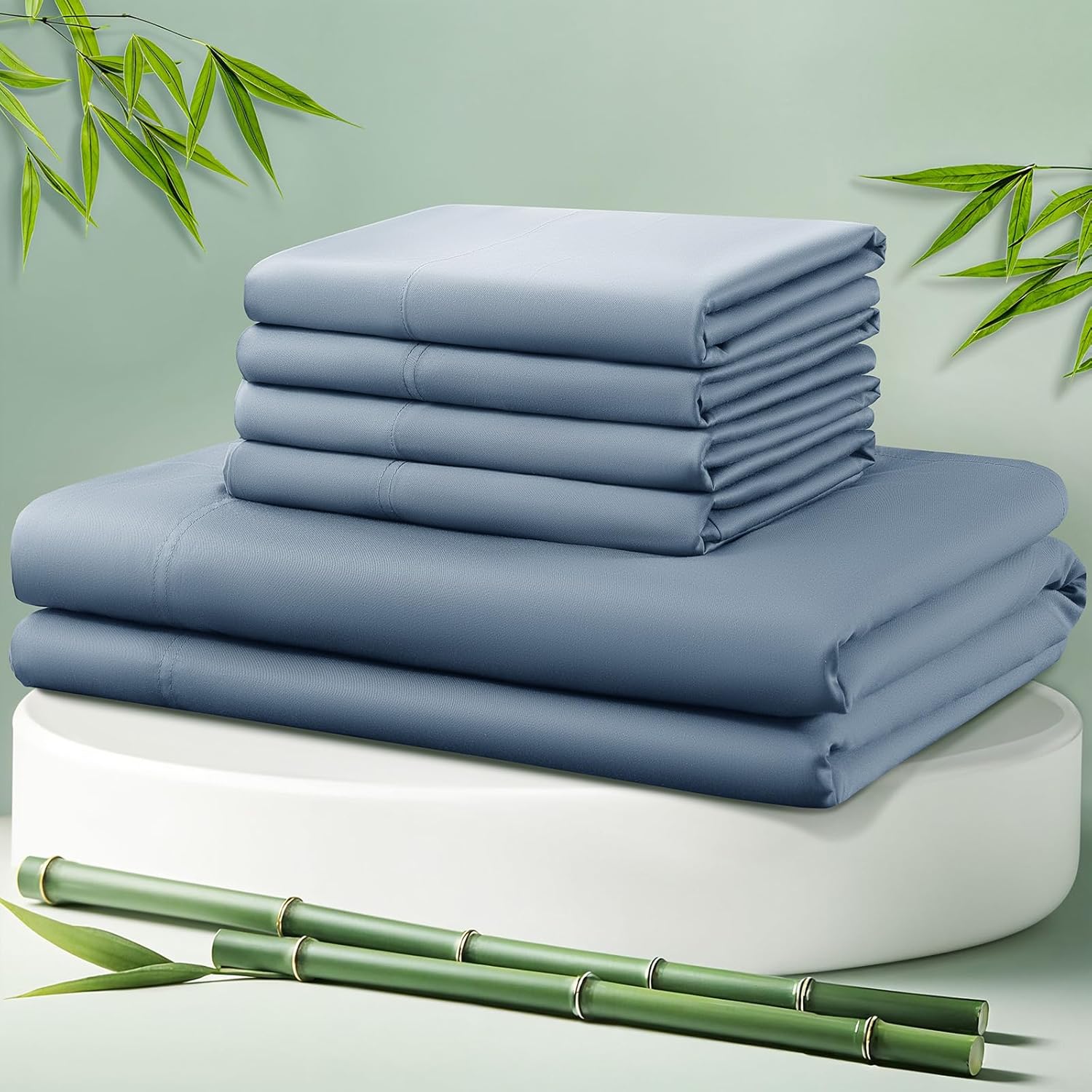 Cloudland Hypoallergenic Moisture Wicking Natural Bamboo Viscose Fiber 4pc Bedding Set OEKO-TEX Certified 400TC All-Season Use