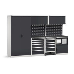 Fami GARAGE091 muebles de taller modulares con tapa de goma, 3063x695x2000mm - Product Image 1