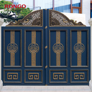 Porte d'entrée de jardin en alliage d'aluminium antivol à double porte électrique de style britannique <span class=keywords><strong>avec</strong></span> <span class=keywords><strong>motif</strong></span> d'ouverture automatique <span class=keywords><strong>coulissant</strong></span> - Product Image 2