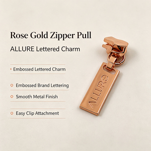 Tirador de Cremallera con Letras ALLURE en Oro Rosa, Adorno de Aleación Metálica para Bolsos, Carteras y Accesorios de Moda - Product Image 1
