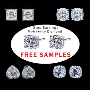 Latest Design White Gold Plated 925 Sterling Silver Fine Jewelry Mossianite Earrings For Women Party