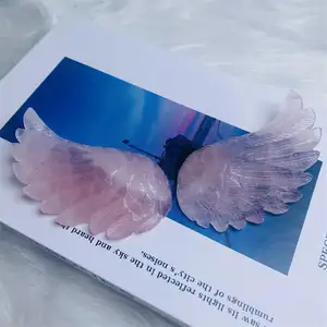 Malaikat Sayap Penyembuhan Alami Rose Quartz Kristal Pink Malaikat dengan Sayap untuk Dekorasi Rumah