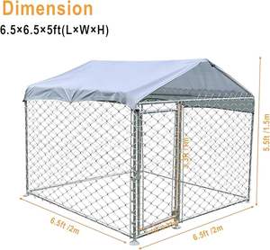 6.6X6.6FT คอกสุนัขขนาดใหญ่คอกสุนัขกลางแจ้งพร้อมหลังคาคอกสุนัขขนาดใหญ่คอกสุนัขพร้อมหลังคากันน้ำสำหรับสนามหลังบ้าน - Product Image 3