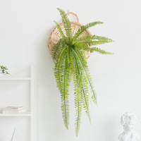 YuanSuMeiJu Tige de Fougère Artificielle 90cm, Feuille Verte en Plastique Souple, 15 Têtes, Faux Feuillage pour Décoration Mariage et Jardin