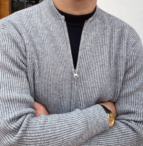 Biểu Tượng Tùy Chỉnh Màu Sắc Rắn Mùa Đông Giản Dị Dài Tay Áo Cardigan Áo Len Bán Buôn Sườn Đan Dây Kéo Áo Len Cho Nam Giới - Product Image 4