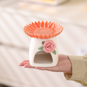 Ayçiçeği Seramik Aromaterapi Brülörü Çin Standart Ambalajlı Ev Tipi Uçucu Yağ Kokusu Difüzörü Yaratıcı Mumluk - Product Image 3