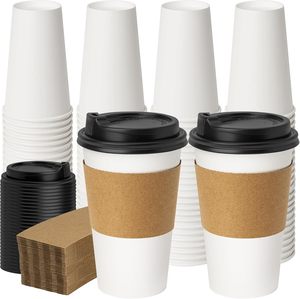 Gobelet à café jetable en carton biodégradable avec logo personnalisé, 8OZ, 12OZ, 16OZ, à paroi simple ou double, avec couvercle - Product Image 1