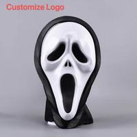 Masque en plastique personnalisé avec logo et capuche noire, masque de cosplay d'horreur pour la Nuit des Sifflements