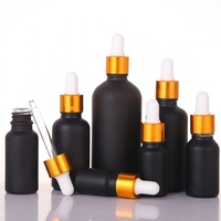 Bouteille compte-gouttes en verre dépoli noir mat de 30 ml (1 oz) anti-UV, à épaule ronde, étanche et scellée, vide, vente en gros