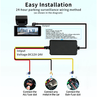 Kit de Cableado para Cámara de Coche, 12V 24V a 5V, Conector Tipo C, Cable de Alimentación con Reductor de Voltaje Estable para Cámara de Coche