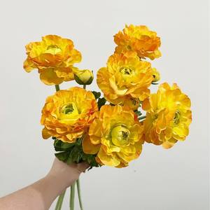 Alta calidad 2 cabezas Real Touch seda Artificial Rosa Ranunculus flor para decoración de boda fiesta hogar centro de mesa - Product Image 6