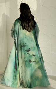 LEDUO Abaya Musulmana Personalizada, Moda Modesta y Elegante para Mujer, Estilo Abierto en Rayón Verde para Diwali - Product Image 3