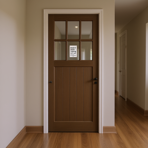 Porte de grange intérieure en bois massif avec panneau en verre de style français 24 X 80 X 5 28 X 80 X 5 30 X 80 X 5 32 X 80 X 5 - Product Image 2