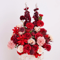Décoration de mariage, panneau floral exquis de 50 cm, rouge bordeaux, haute qualité, rangée de fleurs personnalisée pour l'allée