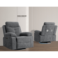 Chaise de planeur inclinable avec haut-parleur Bluetooth pivotant à 270 degrés avec bras latéral à lumière LED avec poches de rangement