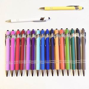 Stylo à bille en métal durable avec pointe tactile en caoutchouc souple, cadeaux de bienvenue, activités promotionnelles, impression de logo personnalisée sur sérigraphie - Product Image 6
