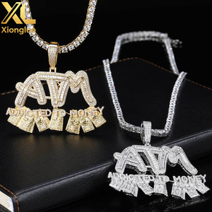 Collar de hombre con colgante de letra ATM de dólar, estilo hip-hop, popular, con circonita cúbica en forma de T, joyería de moda - Product Image 4