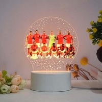 Lampe de chevet LED 3D en acrylique blanc chaud, motif équipe de football européenne moderne, pour la décoration de chambre à coucher, idéale pour homme et petit ami passionné de football