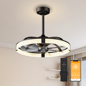 Sleek Circular <b>LED</b> <b>Ceiling</b> Fan with <b>Light</b> Smart <b>Dimmable</b> Fan Chandelier with Phone App & Remote for Home Indoor Use - Product Image 1