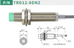 TRD12-8DN2 NPN loại điện dung Cảm biến tiệm cận IP67 quy nạp cho vị trí Phát hiện khoảng cách chuyển đổi - Product Image 3