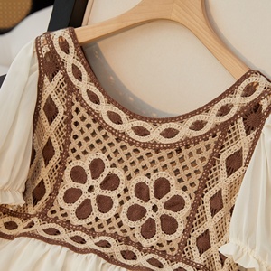 OEM ODM Böhmische Blumen-Stickerei Häkel-Chiffon-Bluse Damen Sommer Sexy Kurzarm-Hemden - Product Image 3
