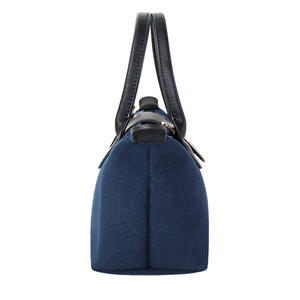 Custom Small Cotton <b>Canvas</b> PU Leather Crossbody Tote Bag Zipper Closure <b>Frame</b> Shape Single Shoulder Handbag - Product Image 4