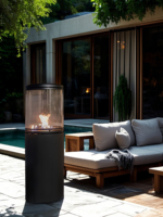 Chauffage de terrasse Offre Spéciale au gaz Prix inférieur professionnel Chauffage de forme ronde Chauffage de patio à granulés Restaurant Chauffage au gaz