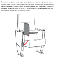 Chaise d'auditorium ergonomique empilable haut de gamme avec tablette d'écriture intégrée, entièrement rembourrée, à retour automatique, pour la restauration hôtelière