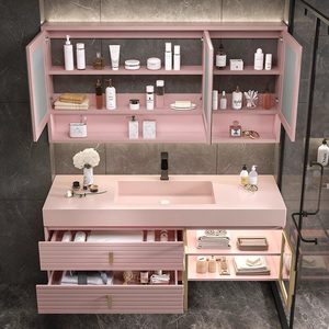 Modern bathroom cabinet combination <b>oak</b> simple <b>light</b> luxury washbasin bathroom smart washbasin cabinet - Product Image 3