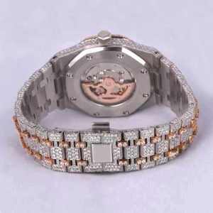 Montre en acier inoxydable avec moissanite opulente et radieuse, magnifique éclat glacé, mouvement mécanique ETA, fonction jour/date, unisexe, luxe - Product Image 6