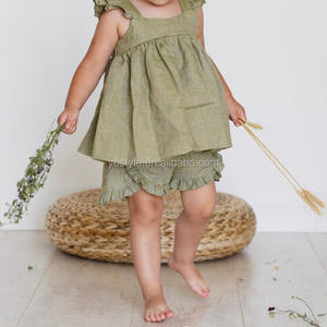 الأغاف الكتان شورت مكشكش مخصص تصميم الاطفال عارضة الصيف السراويل فتاة - Product Image 6